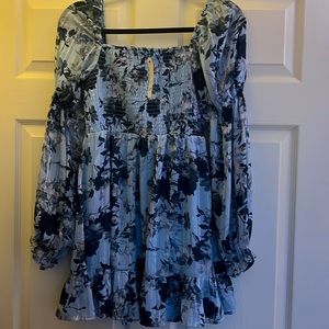 Francesca’s blue baby doll mock top dress